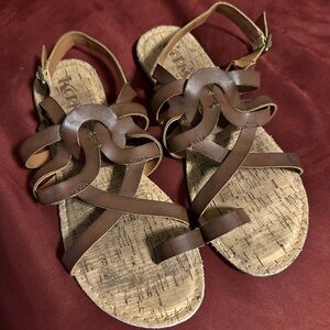 Korks Sangria Brown Leather Sandals size 9M